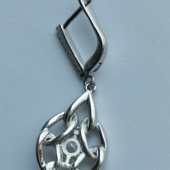 New Sterling silver cz "Love Knot" dangle earrings - Picture 8 of 8